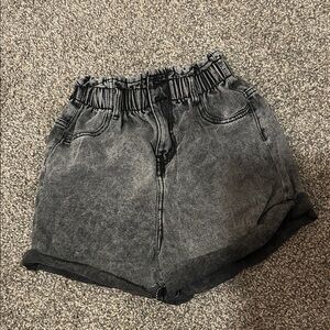 Women's High-Waist Washed Black Denim Shorts
